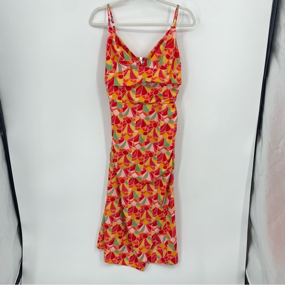 Moonsea Maxi Dress red floral geometric Sz L